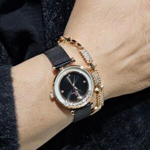 Siyah Hasır Çelik Kordon Saat